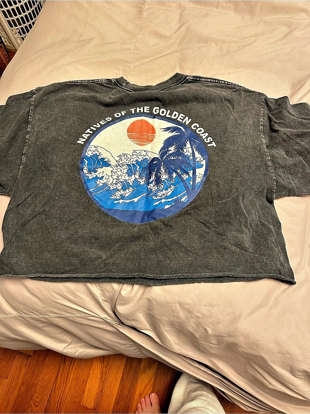 J.GALT Charcoal Graphic Cropped Tee Size Medium